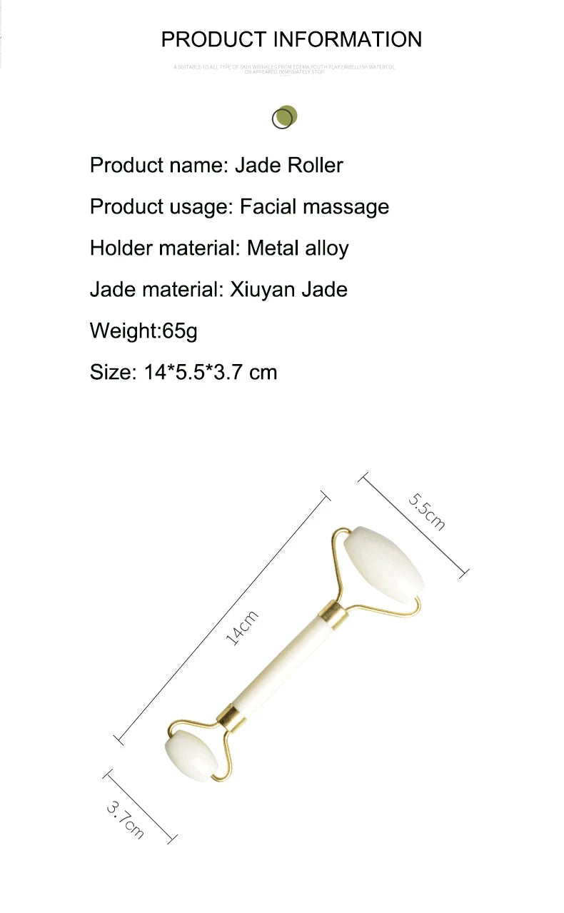 Double-Headed White Jade Roller - Natural Stone Facial, Eye & Neck Massage Tool