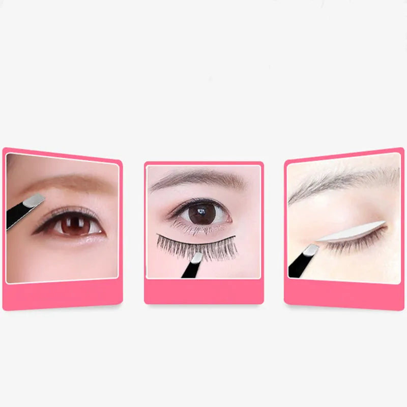 Black Eyebrow Tweezers - Stainless Steel, Slant Tip, Hair Removal & Eyelash Application Tool