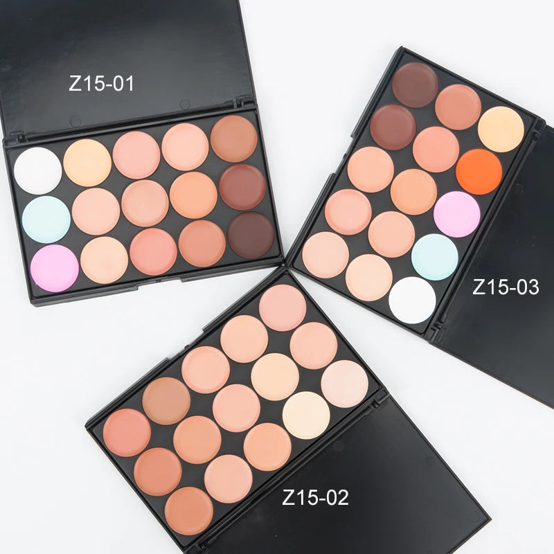 15-Color Face Concealer & Contour Palette – Professional Makeup