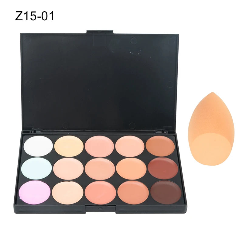 15-Color Face Concealer & Contour Palette – Professional Makeup