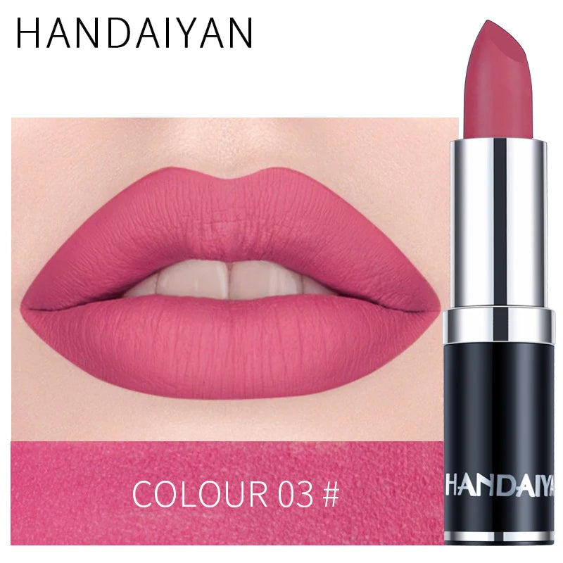 12-Color Matte Lipstick – Waterproof, Long-Lasting, Moisturizing Velvet Finish, High Pigment - Beauty & Beyond