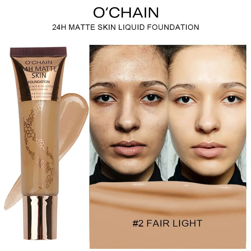 24-Hour Matte Oil Control Foundation - Perfect Coverage, Skin Tone Enhancer, Brightening, Long-Lasting - Beauty & Beyond