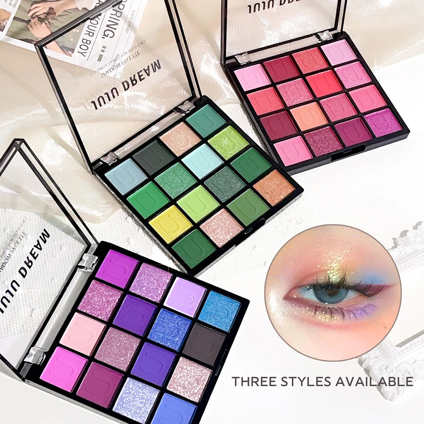 16-Color Eyeshadow Palette – Koi, Mermaid & Enchanted Forest Shades | Pearlescent, Matte & Shimmer Finishes