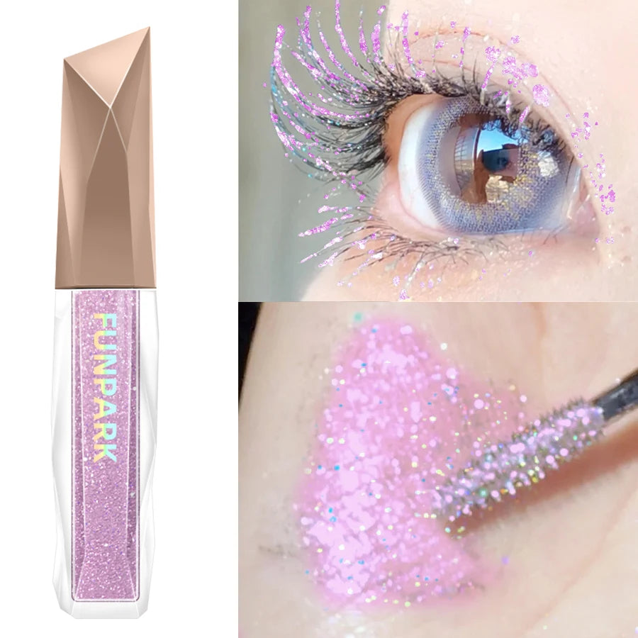 1PC Sparkling Eyelash Mascara - Long-Lasting Shimmer, Eyeshadow & Highlighter, Pearlescent - Beauty & Beyond