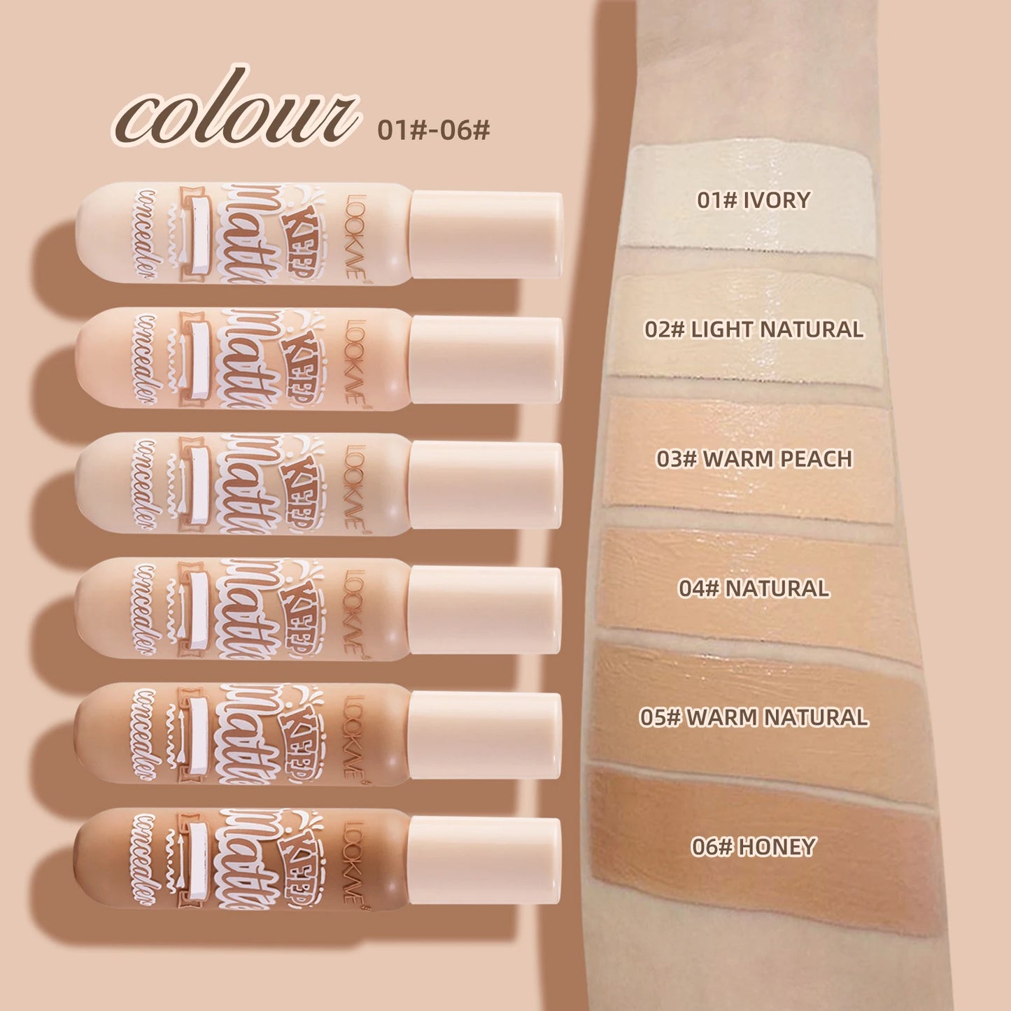 Liquid Concealer Stick Foundation – 6 Colors, Moisturizing, Full Coverage, Matte