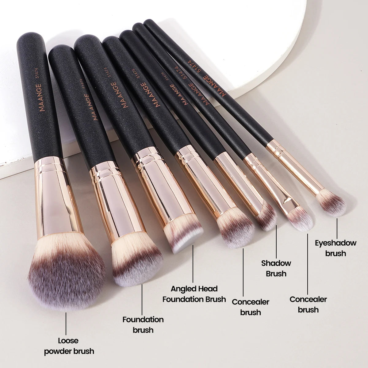 MAANGE 7pcs Makeup Brushes Set - Foundation, Powder, Concealer, Blush, Blending, Soft Bristles - Beauty & Beyond