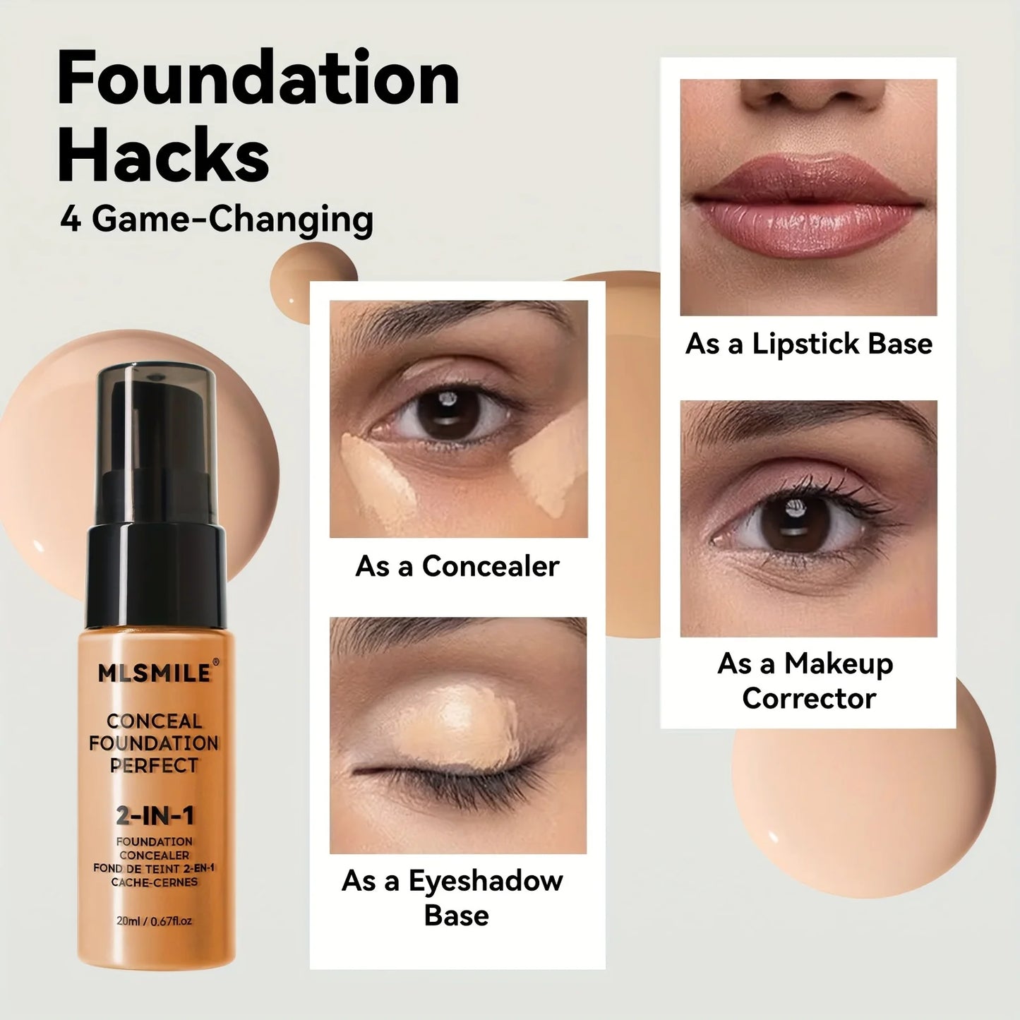2-in-1 Foundation & Concealer – Full Coverage, Waterproof, Hydrating