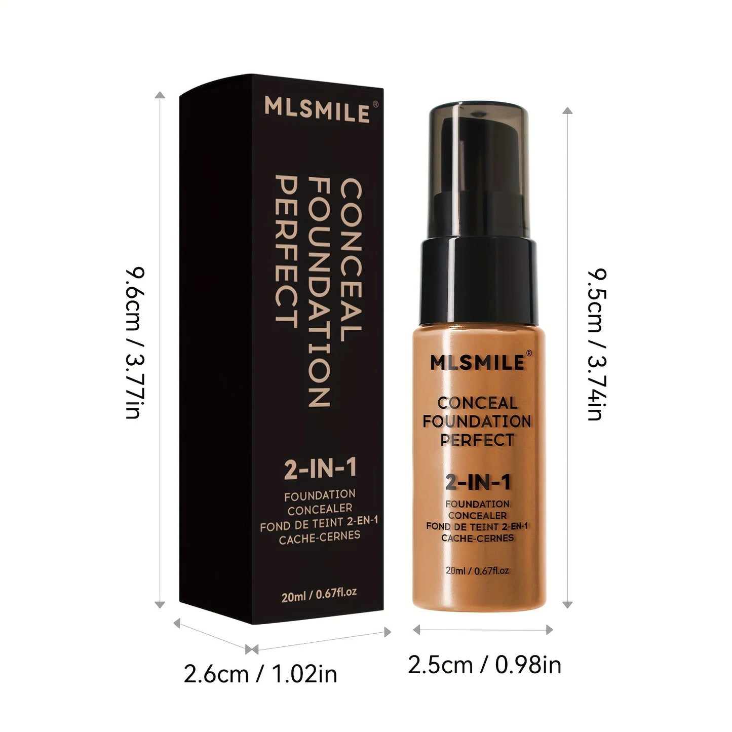 2-in-1 Foundation & Concealer – Full Coverage, Waterproof, Hydrating
