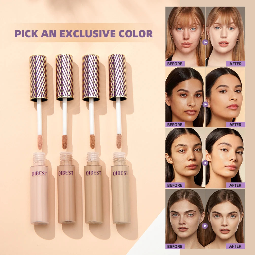 QIBEST 7ml Face Concealer Liquid Foundation – Primer, Anti Dark Circles