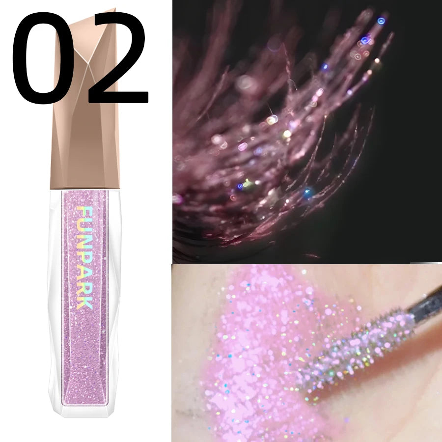 1PC Sparkling Eyelash Mascara - Long-Lasting Shimmer, Eyeshadow & Highlighter, Pearlescent - Beauty & Beyond