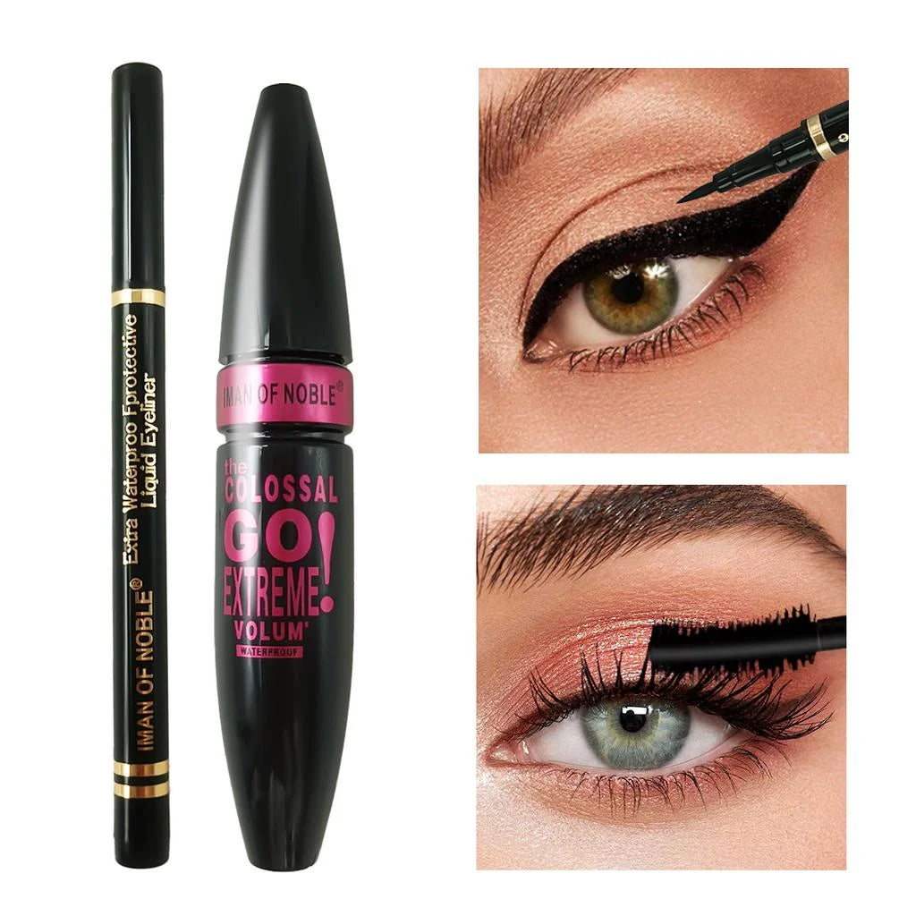 Mascara & Eyeliner Combo - Black, Slim Line, Smooth Definition, Long Lasting, Waterproof, 2pcs Set - Beauty & Beyond