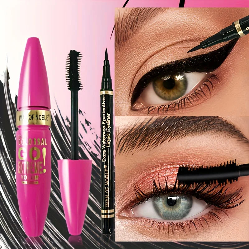Mascara & Eyeliner Combo - Black, Slim Line, Smooth Definition, Long Lasting, Waterproof, 2pcs Set - Beauty & Beyond