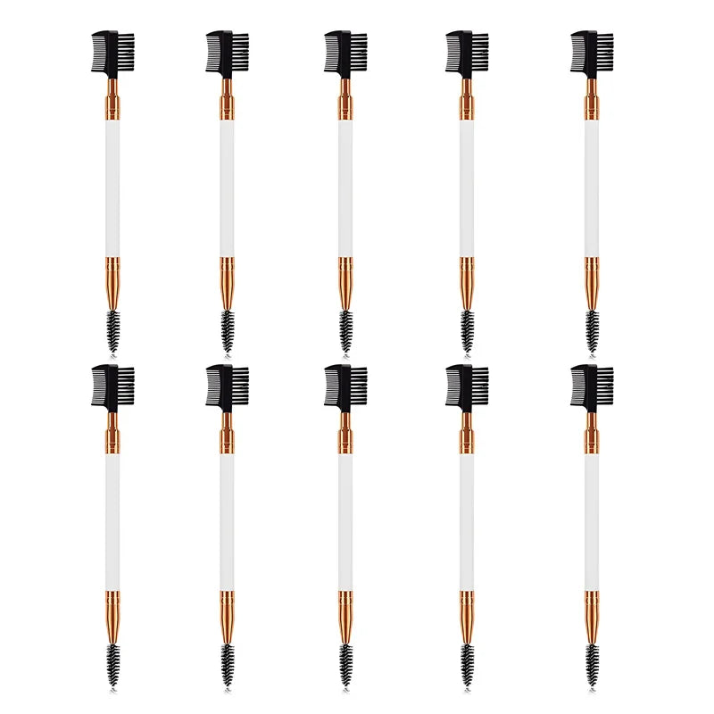 Double-Ended Wood Handle Eyebrow & Eyelash Brush – 2-in-1 Professional Makeup Tool