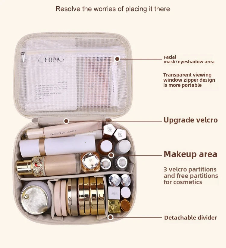 New Women's Cosmetic Bag - Portable, Large Capacity, Luxury Makeup & Toiletry Organizer