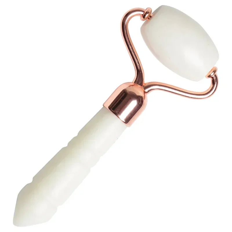 Double-Headed White Jade Roller - Natural Stone Facial, Eye & Neck Massage Tool