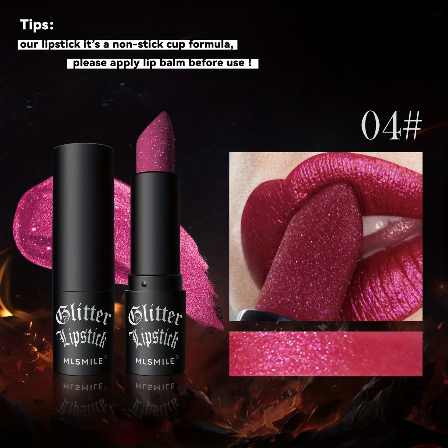 7-Color Glitter Lipstick – Hydrating & Sparkling Shine | Non-Stick, Metallic Finish Lip Makeup