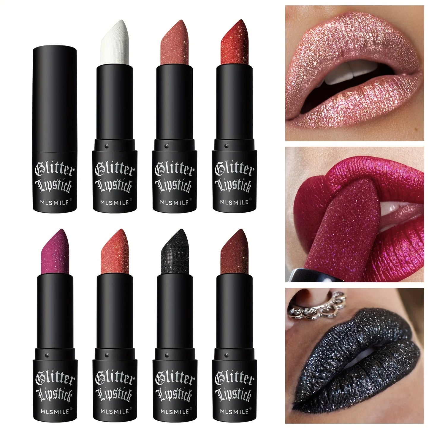 7-Color Glitter Lipstick – Hydrating & Sparkling Shine | Non-Stick, Metallic Finish Lip Makeup