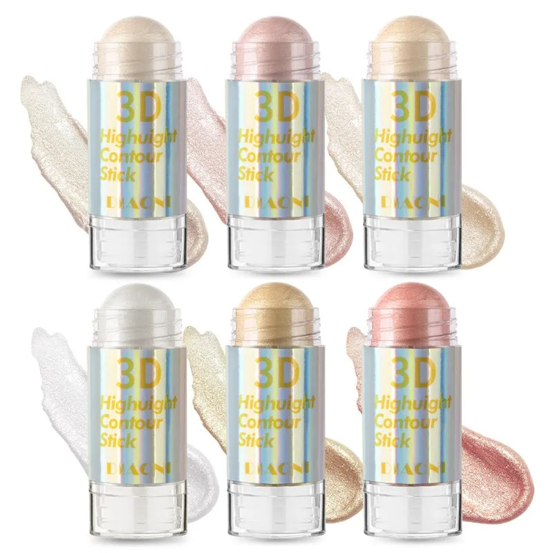 6-Color 3D Face Brightening Highlighter Stick – Bronzer, Contour & Shimmer for Sculpted Makeup - Beauty & Beyond