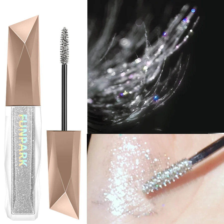 1PC Sparkling Eyelash Mascara - Long-Lasting Shimmer, Eyeshadow & Highlighter, Pearlescent - Beauty & Beyond