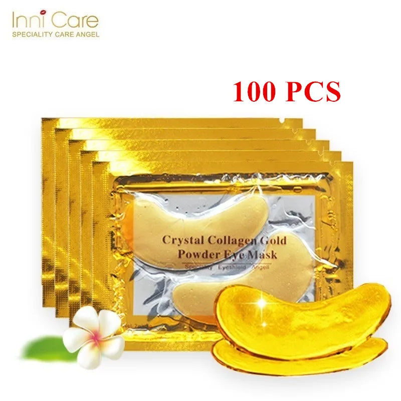InniCare Crystal Collagen Gold Eye Mask – 50/60/80/100PCS Anti-Dark Circles Beauty Patches | Korean Skincare