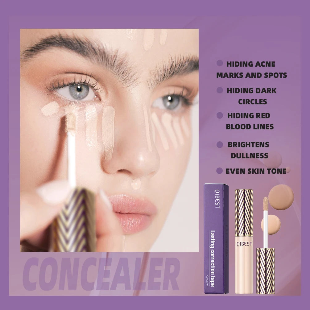 QIBEST 7ml Face Concealer Liquid Foundation – Primer, Anti Dark Circles