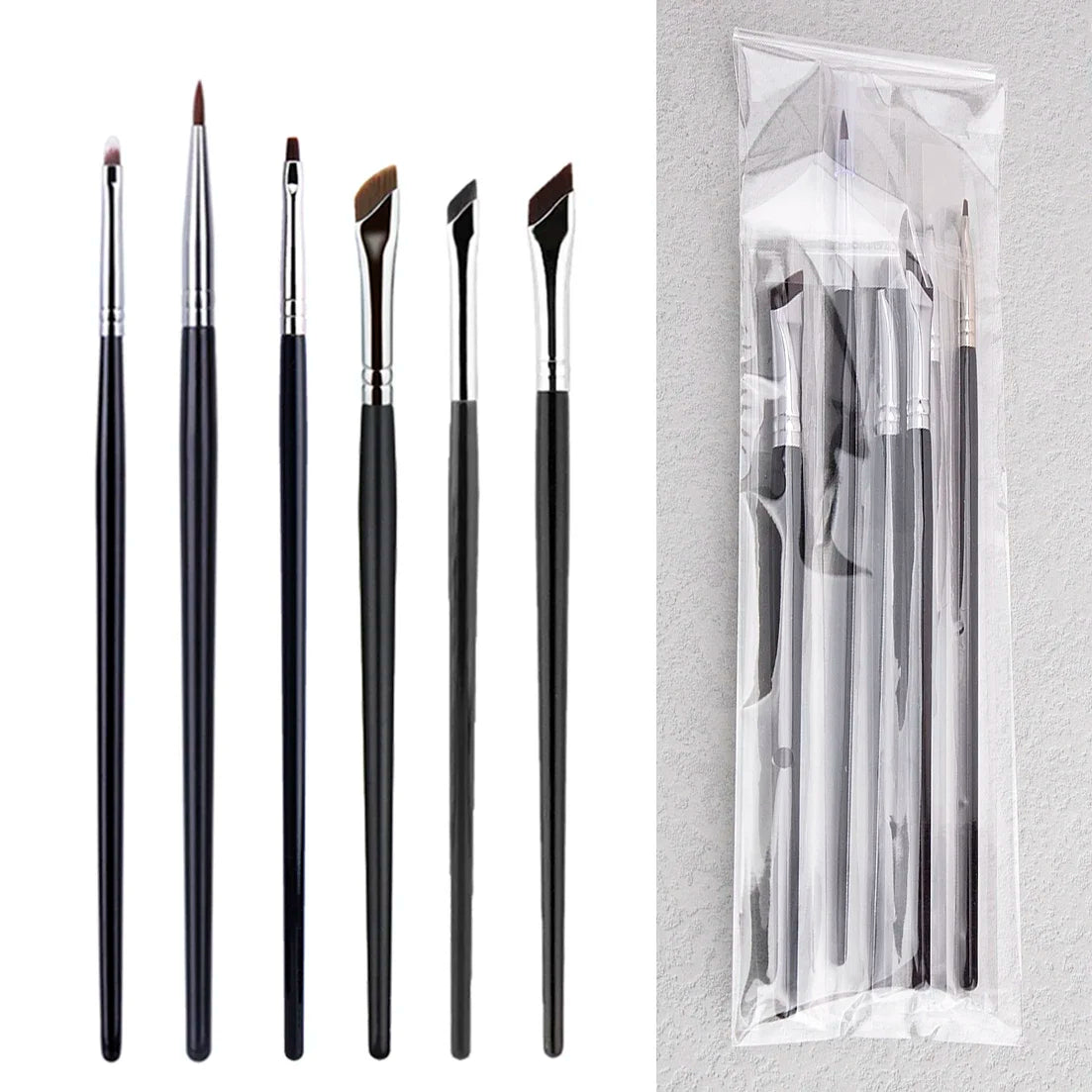 6PCS Eyeliner Brush Set - Thin, Gel, Flat Top, Concealer, Detailed Makeup Tool - Beauty & Beyond