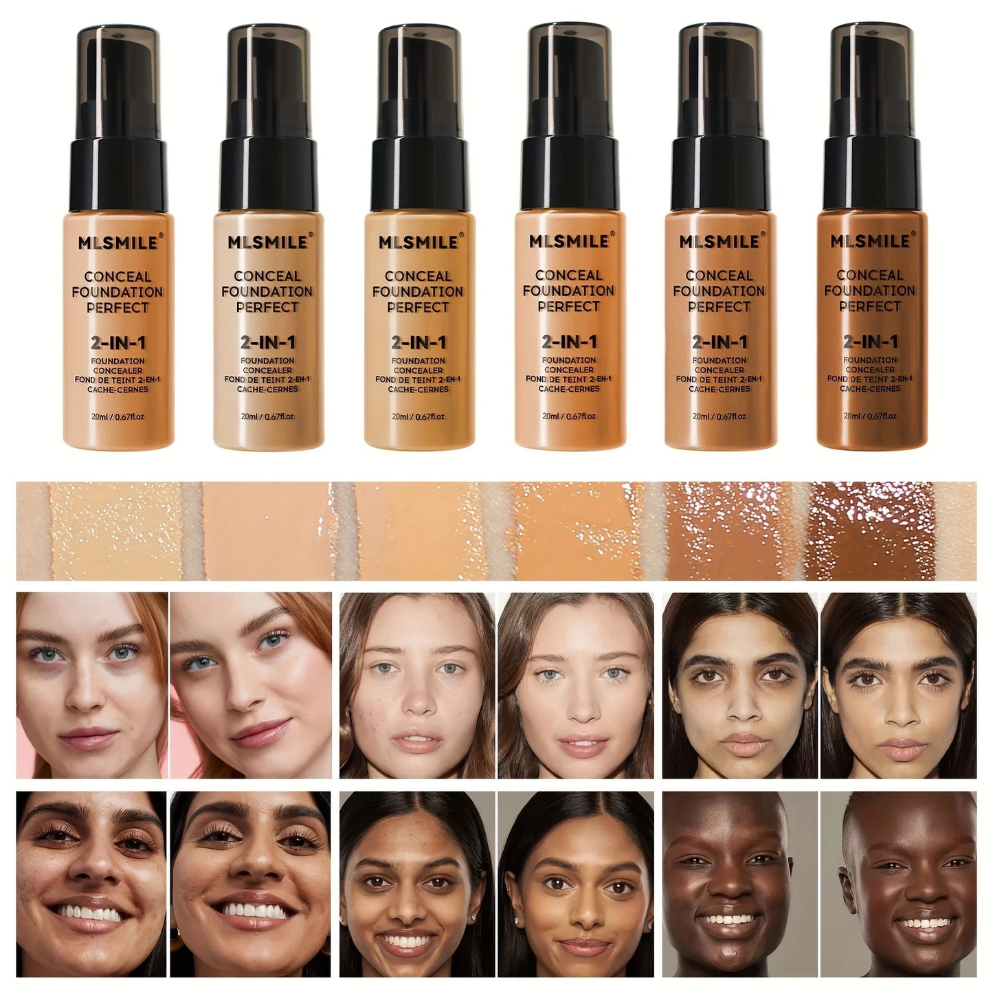 2-in-1 Foundation & Concealer – Full Coverage, Waterproof, Hydrating