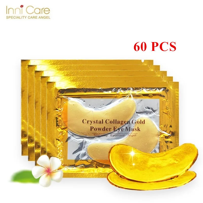InniCare Crystal Collagen Gold Eye Mask – 50/60/80/100PCS Anti-Dark Circles Beauty Patches | Korean Skincare