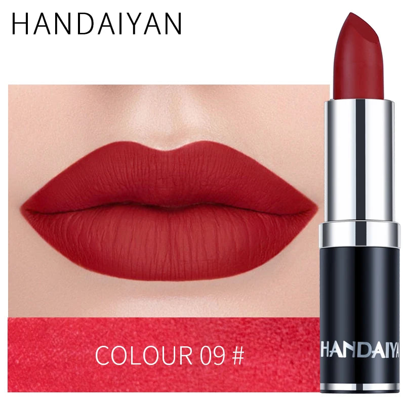 12-Color Matte Lipstick – Waterproof, Long-Lasting, Moisturizing Velvet Finish, High Pigment - Beauty & Beyond