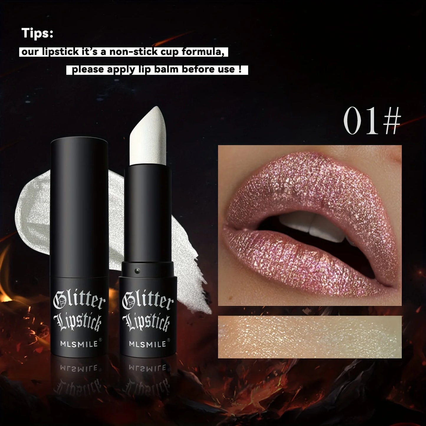 7-Color Glitter Lipstick – Hydrating & Sparkling Shine | Non-Stick, Metallic Finish Lip Makeup