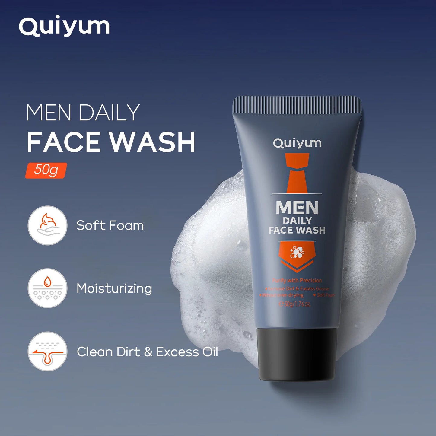 Men's Facial Foaming Cleanser - Deep Cleansing, Oil Control, Moisturizing, Blackhead Removal - Beauty & Beyond