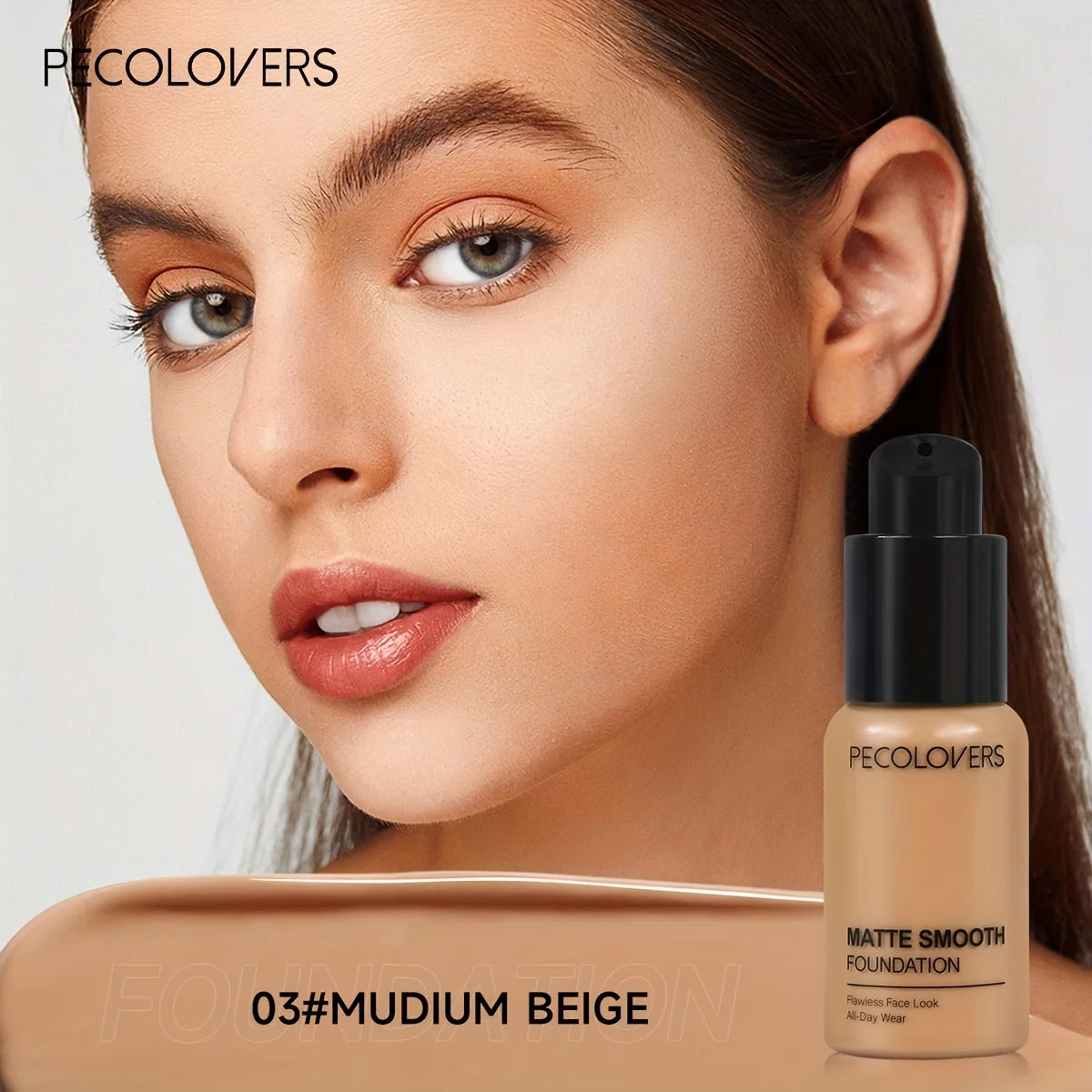 PECOLOVERS Matte Liquid Foundation – Oil-Control, Waterproof, Full Coverage