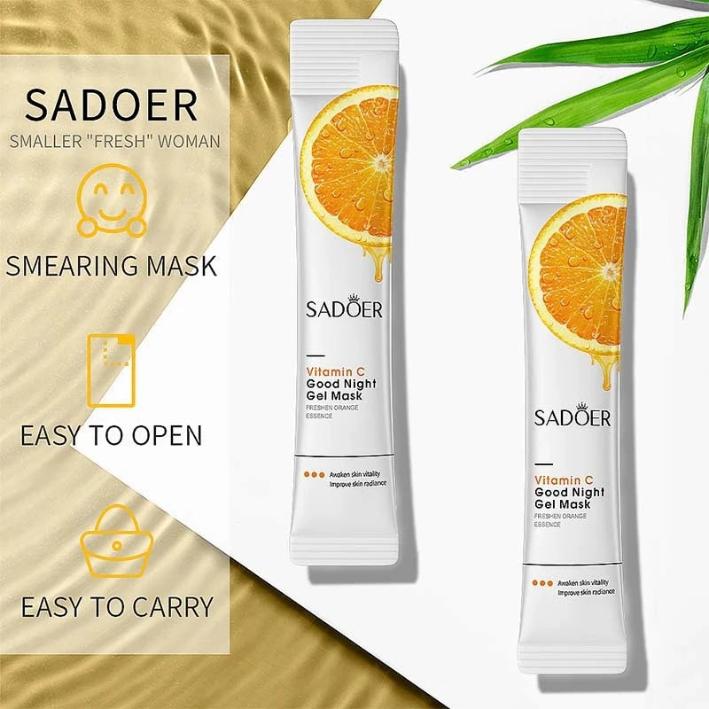 SADOER Vitamin C Sleeping Mask – 30PCS Moisturizing, Brightening & Firming Skincare | Overnight Hydrating Face Masks
