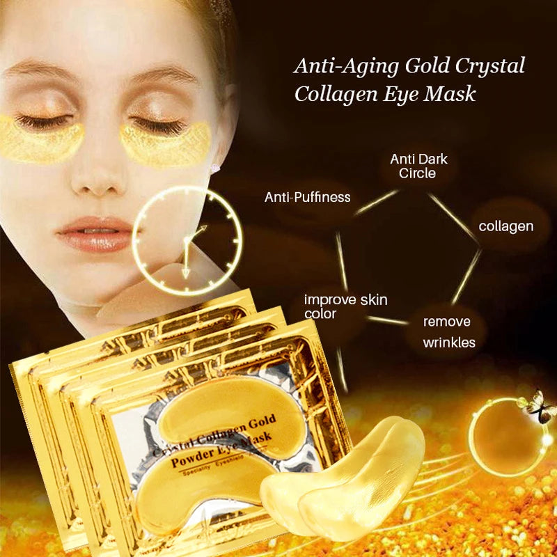 InniCare Crystal Collagen Gold Eye Mask – 50/60/80/100PCS Anti-Dark Circles Beauty Patches | Korean Skincare