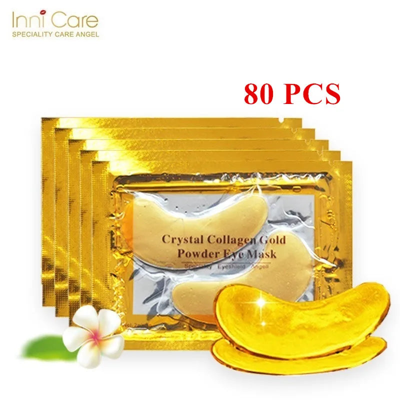InniCare Crystal Collagen Gold Eye Mask – 50/60/80/100PCS Anti-Dark Circles Beauty Patches | Korean Skincare