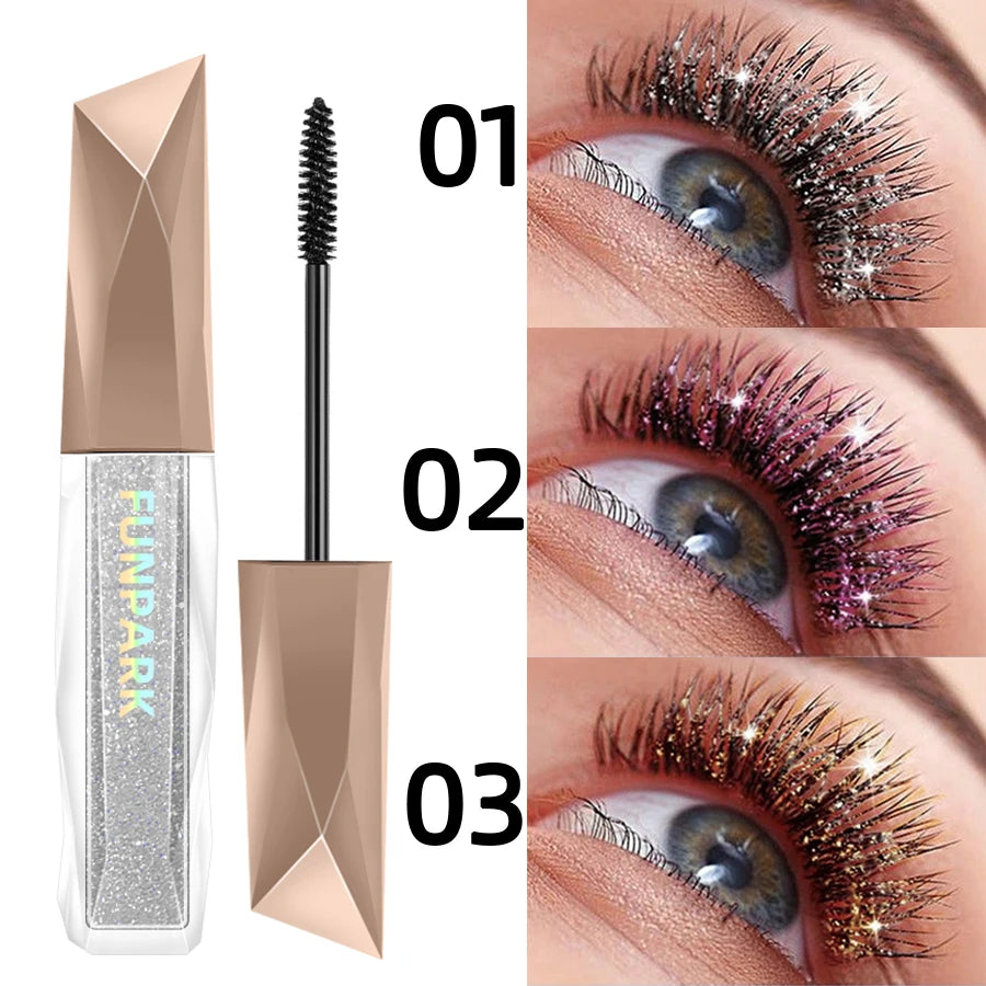 1PC Sparkling Eyelash Mascara - Long-Lasting Shimmer, Eyeshadow & Highlighter, Pearlescent - Beauty & Beyond