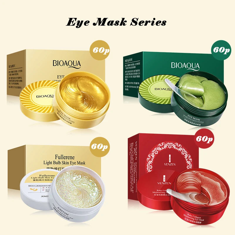 60PCS Gold Collagen Eye Mask – Moisturizing & Firming Gel Patches | Anti-Dark Circles & Eye Bag Care