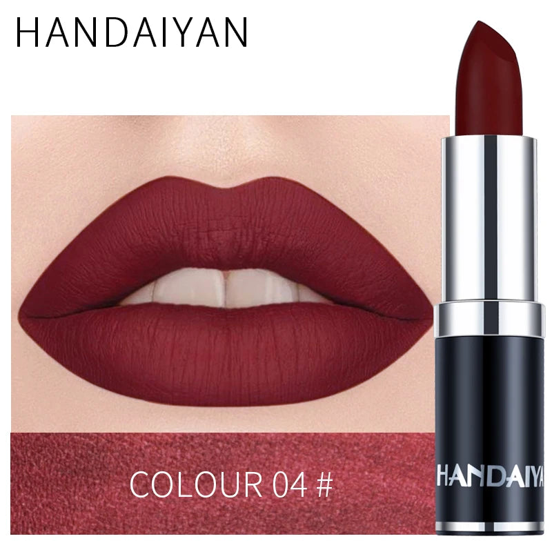 12-Color Matte Lipstick – Waterproof, Long-Lasting, Moisturizing Velvet Finish, High Pigment - Beauty & Beyond