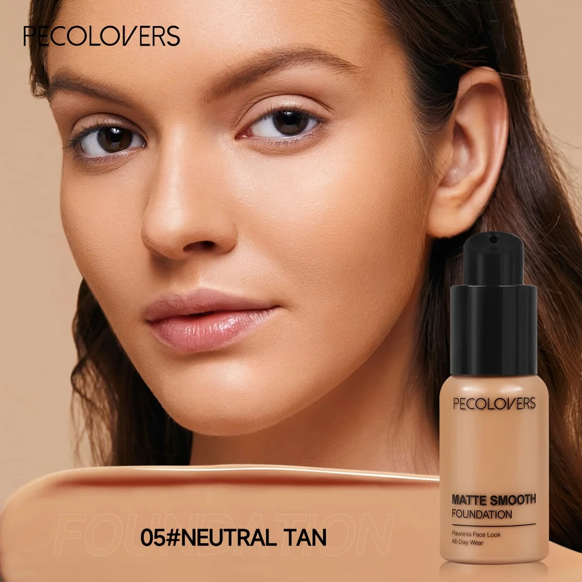 PECOLOVERS Matte Liquid Foundation – Oil-Control, Waterproof, Full Coverage