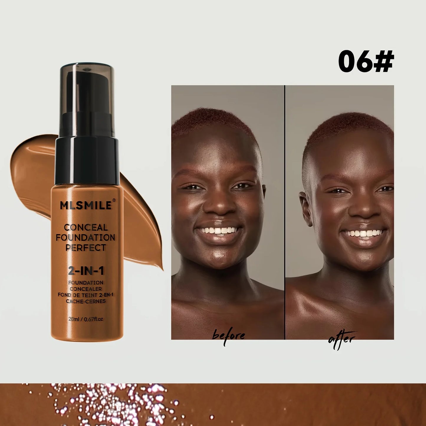 2-in-1 Foundation & Concealer – Full Coverage, Waterproof, Hydrating