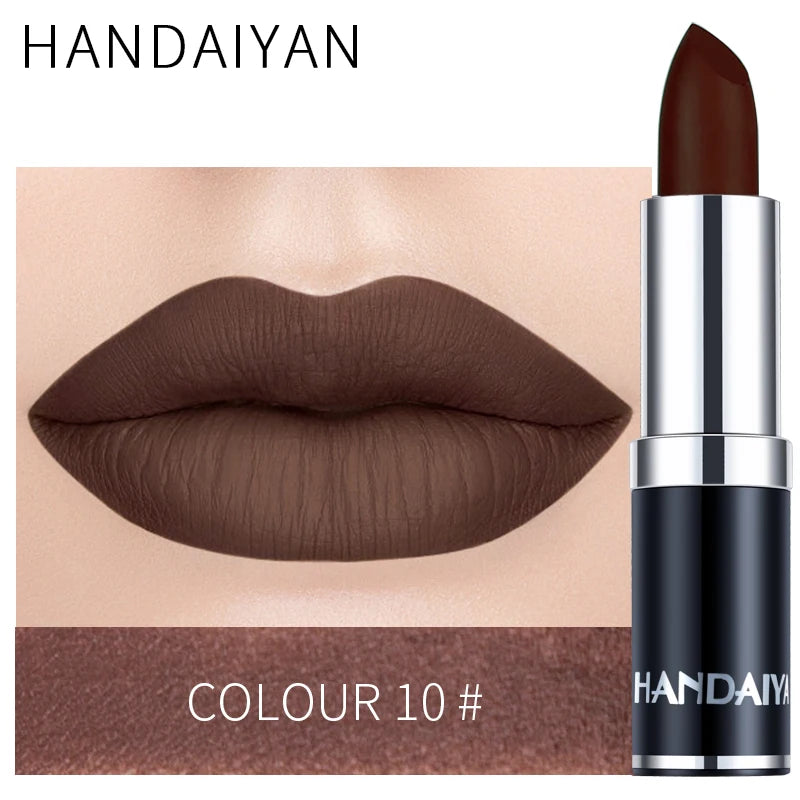 12-Color Matte Lipstick – Waterproof, Long-Lasting, Moisturizing Velvet Finish, High Pigment - Beauty & Beyond