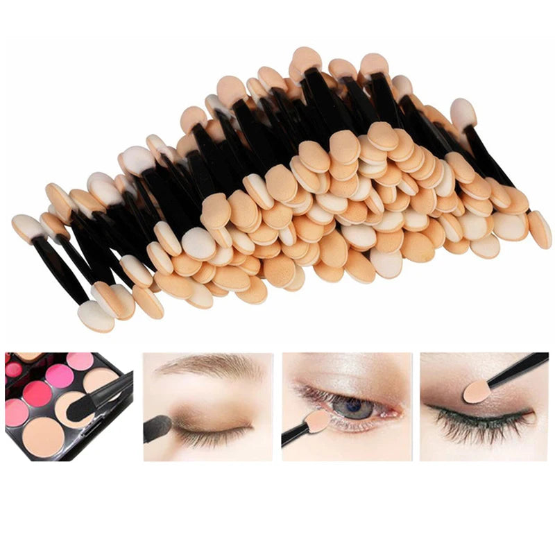 5/30/50/100PCS Disposable Dual-Sided Eye Shadow Brushes – Reusable, Portable Makeup Applicators