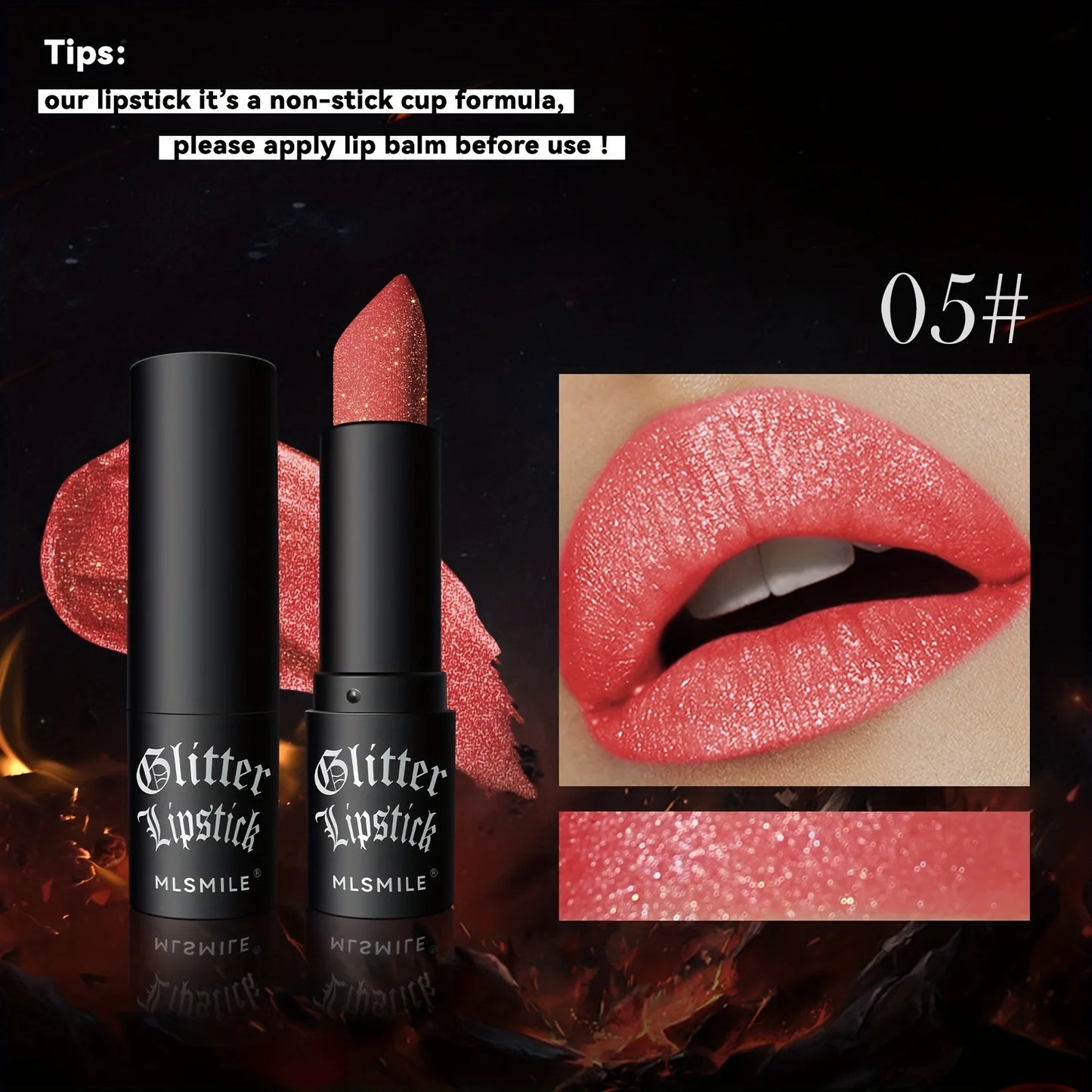 7-Color Glitter Lipstick – Hydrating & Sparkling Shine | Non-Stick, Metallic Finish Lip Makeup