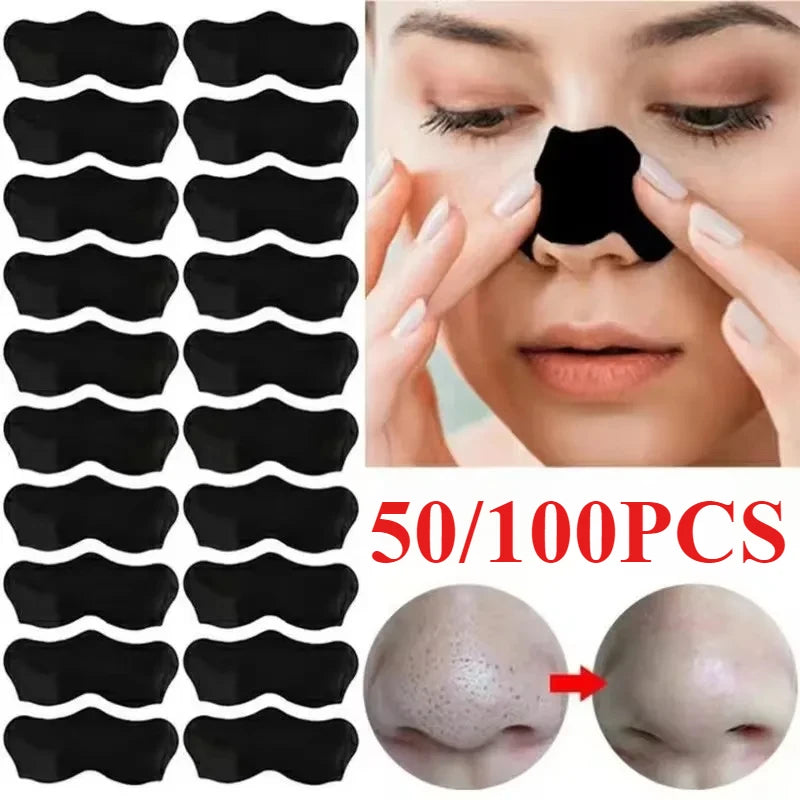 100/50PCS Blackhead Remover Nose Strips – Pore Cleansing, Shrinking, Skincare Mask Patches - Beauty & Beyond