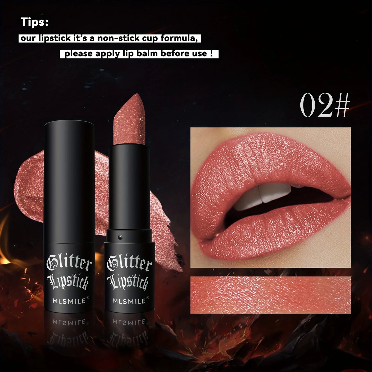 7-Color Glitter Lipstick – Hydrating & Sparkling Shine | Non-Stick, Metallic Finish Lip Makeup