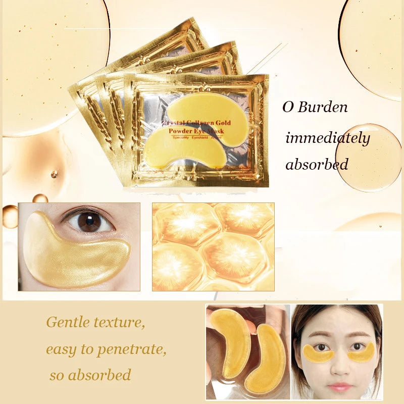 InniCare Crystal Collagen Gold Eye Mask – 50/60/80/100PCS Anti-Dark Circles Beauty Patches | Korean Skincare