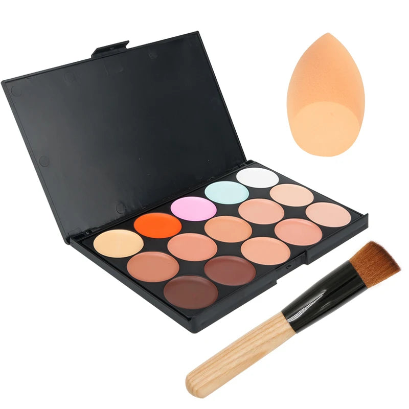 15-Color Face Concealer & Contour Palette – Professional Makeup