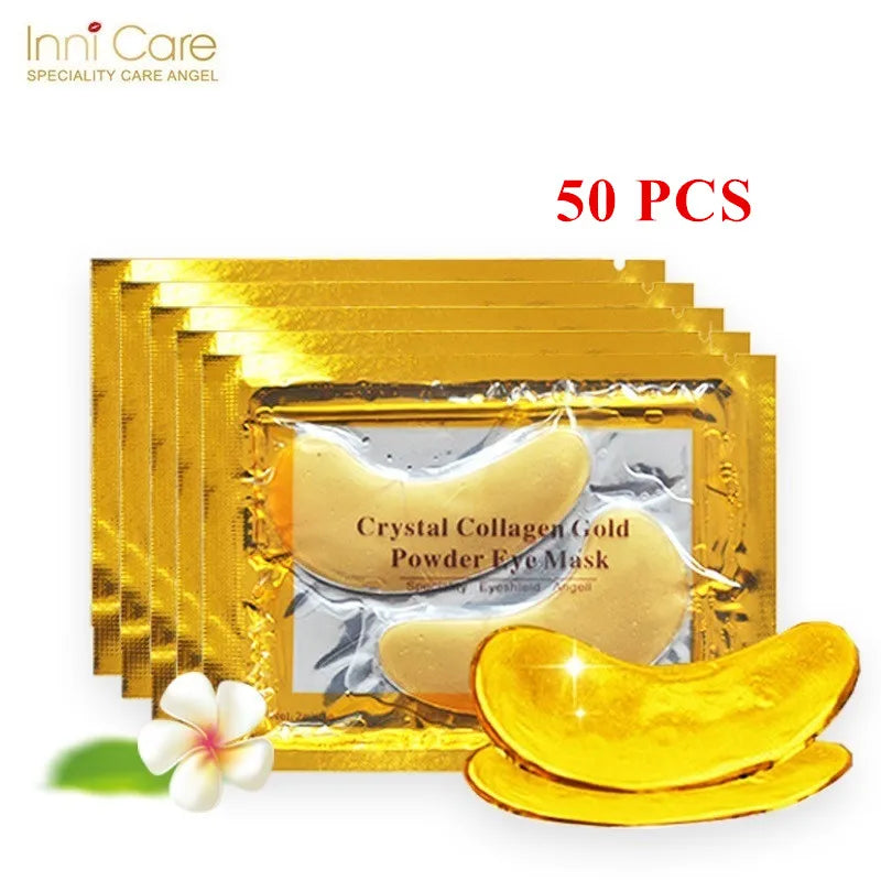 InniCare Crystal Collagen Gold Eye Mask – 50/60/80/100PCS Anti-Dark Circles Beauty Patches | Korean Skincare