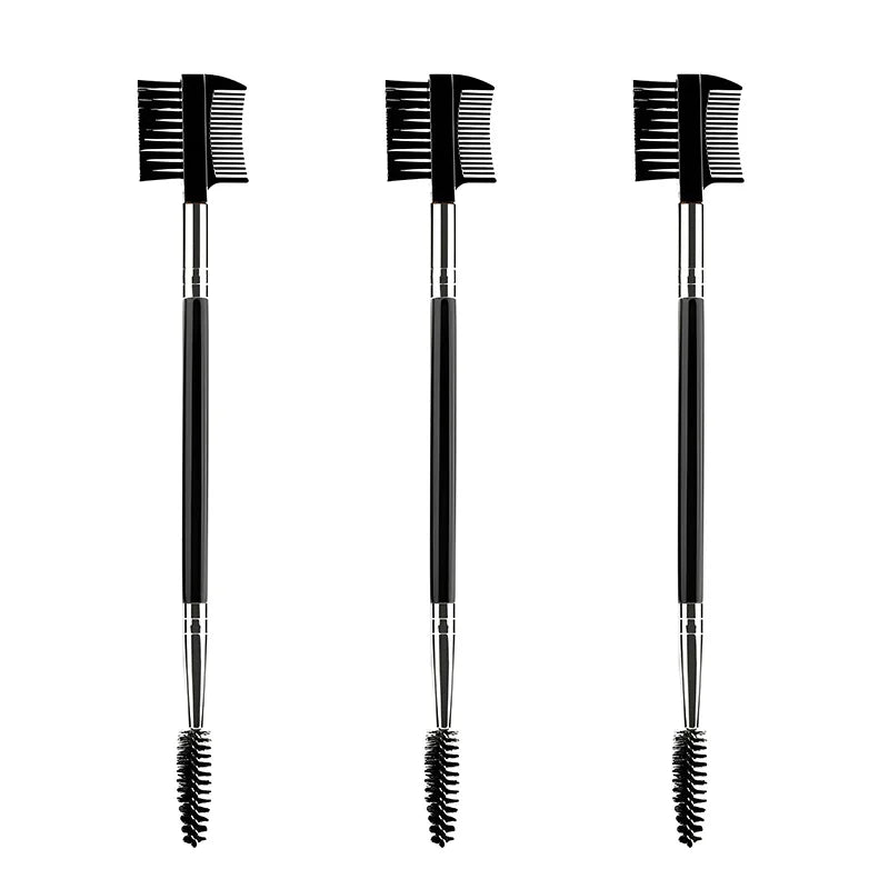 Double-Ended Wood Handle Eyebrow & Eyelash Brush – 2-in-1 Professional Makeup Tool