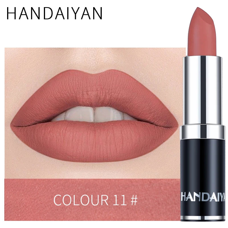 12-Color Matte Lipstick – Waterproof, Long-Lasting, Moisturizing Velvet Finish, High Pigment - Beauty & Beyond